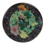 Good quality late 19th century Chinese cloisonné charger with unusual multiple insect and leaf