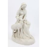 Victorian Copeland Parian ware figure of lady with bible and doe, entitled - 'Norton of Rylstone',