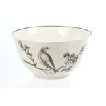 18th century Worcester Hancock bird printed tea bowl,