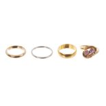 Gold (22ct) wedding band, gold (9ct) wedding band,