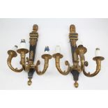 Pair good quality Empire-style ormolu and bronze electric wall sconces,