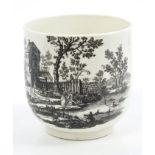 18th century Worcester beaker with Hancock printed 'Three Fishers' pattern decoration, circa 1760,