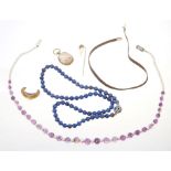 Group of jewellery - to include a lapis lazuli bead necklace,