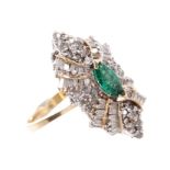 Art Deco-style emerald and diamond cocktail ring,