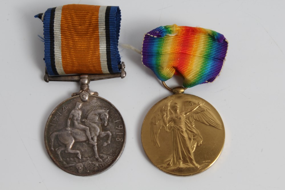 First World War pair medals - comprising War and Victory, named to 278294.3. A.M. G. W. Dunn. R.A.