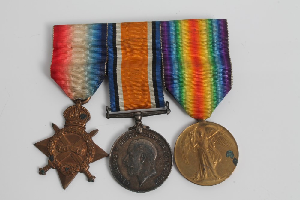 First World War trio medals - comprising 1914 - 1915 Star, named to 2282. L. CPL. H. E. Whitbread.