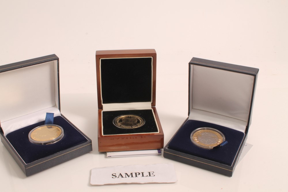 World - Tristan da Cunha, Silver Proof Crowns (Issued by the London Mint Office), gold layered,