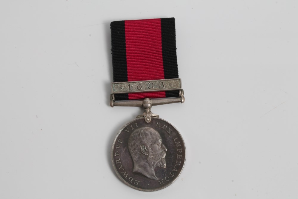 Natal Rebellion medal with 1906 clasp, renamed to Pte. H. Payne.