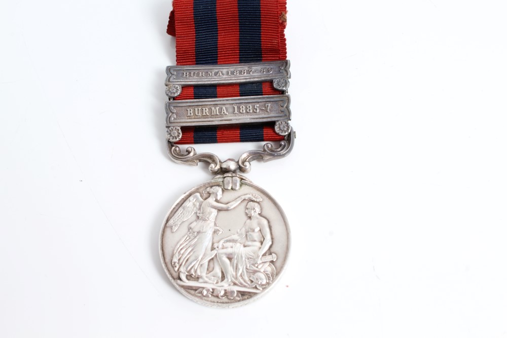 India General Service medal with two clasps - Burma 1885 - 1887 and Burma 1887 - 1889,