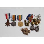 First World War trio medals - comprising 1914 - 1915 Star, War and Victory medals,