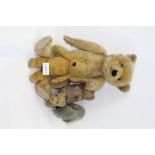 Two Teddy Bears - both mohair, one small with cotton pads, pointed muzzle,