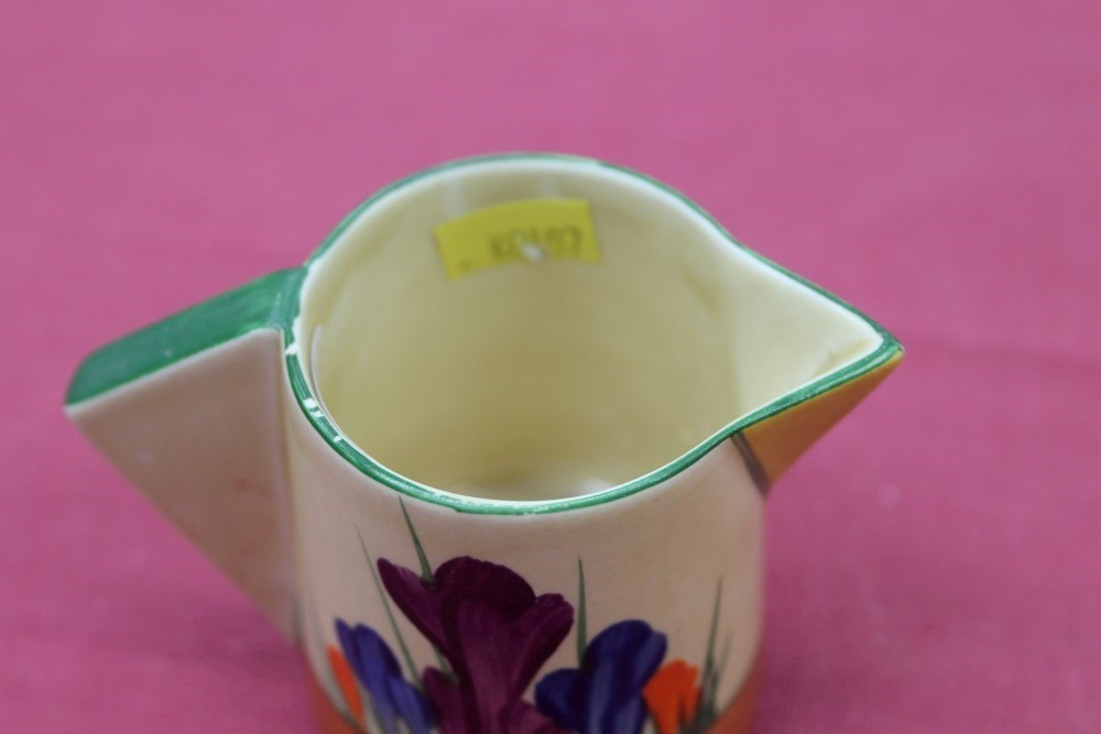 Early 1930s Clarice Cliff Bizarre range Crocus pattern jug and two Clarice Cliff Bizarre range pine - Image 2 of 13