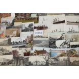 Postcard selection - including real photographic identified shipping Merchant and Naval,