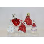 Five Royal Doulton figures - A Single Red Rose HN3376, Buttercup HN2399, Karen HN2388,