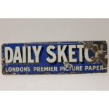 Vintage enamel advertising sign - 'Daily Sketch' - London's premier picture paper,