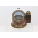 Ships' brass binnacle cup with oil lamp illumination