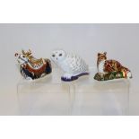 Three Royal Crown Derby paperweights - Devonian Fox Cub,