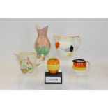 Selection of Art Deco and other pottery - including Shelley vase, Crown Devon vase, Grays jug,