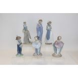 Six Nao porcelain figures - including girl with teddy, ballerinas,