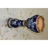 Doulton Lambeth blue and brown glazed jardinière on stand with foliate decoration