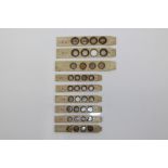 Nine bone or ivory microscope slides