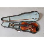 Late 19th / early 20th century Continental full size violin, with mother of pearl inlaid tailpiece,