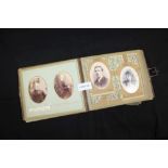 Large Victorian leather bound photograph album containing photographs and cabinet cards - including