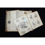 Victorian scrapbook containing various sizes - including large engravings, prints, drawings,