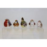 Five Royal Crown Derby paperweights - including Teal Duckling,