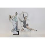 Two Lladro porcelain figures - Man with deer and two doves,