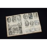 Early 19th century scrapbook - containing large and small engravings, prints, cuttings, drawings,