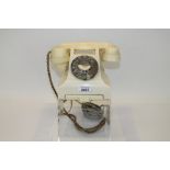 Telephone GPO 332CV, ivory with braided cord, steel dial,