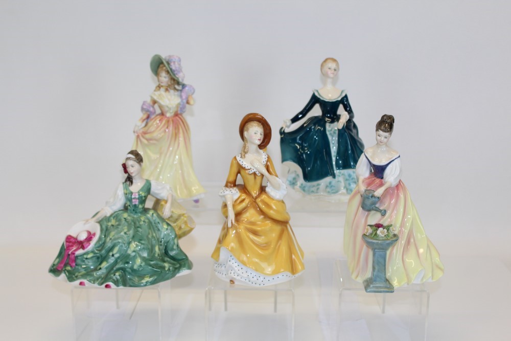 Five Royal Doulton figures - Katie HN3360, Alexandra HN3286, Elyse HN2474,