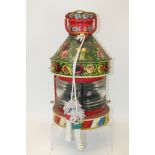 Bargeware painted masthead lamp of large size, painted with roses in the traditional palette,