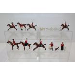 1930s set of lead figures - 'The Hunt', possibly by Heyde, comprising - fox, four hounds running,