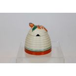 Clarice Cliff Bizarre range Marigold pattern beehive preserve pot and cover