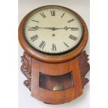 19th century drop-dial wall clock with spring-driven movement,