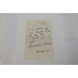 Autograph - Clementine Churchill, Baroness Spencer-Churchill, wife of Sir Winston Churchill,