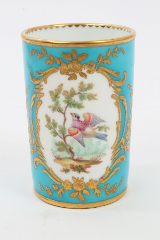 Early 19th century Minton Sèvres-style cylindrical spill vase, probably painted by Randall,