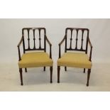 Pair of George III-style mahogany elbow chairs,