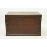 18th century and later mahogany dowry chest with engraved gilded Gothic mounts,