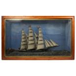 Large 19th century ship diorama,