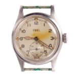 1950s gentlemen's Ebel Military Issue wristwatch with circular silvered dial, Arabic numerals,