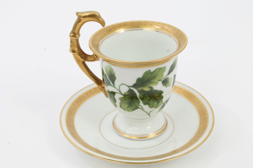 German Rosenthal cabinet cup and saucer painted with First World War Iron Cross within oakleaves, - Bild 4 aus 7