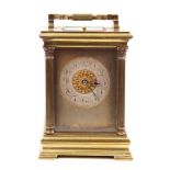 Good quality late 19th / early 20th century French carriage clock with eight day repeating movement