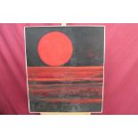 David Hazelwood (1932 - 1994), oil on board - Red Horizon, signed and dated '68, inscribed verso,