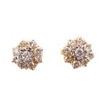 Pair diamond cluster earrings,