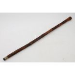 19th century Japanese carved bamboo cane, surmounted by white metal mount, engraved 'Jas. A.