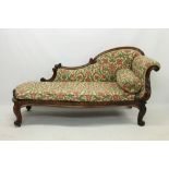 Early Victorian rosewood chaise longue,