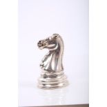 Unusual Victorian silver pepper pot in the form of a 'knight' chess piece with screw-on base.